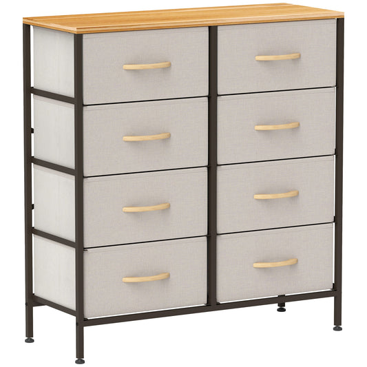HOMCOM 8 Drawer Fabric Chest of Drawers w/ Wooden Top for Hallway
