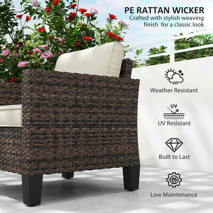 Outsunny Single Rattan Chair, Garden Armchair with Cushions