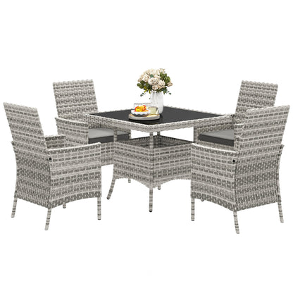 Outsunny 4 Seater Rattan Garden Furniture Set with Cushion