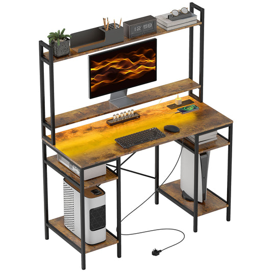 HOMCOM Computer Desk Home Office Desk with Monitor Stand