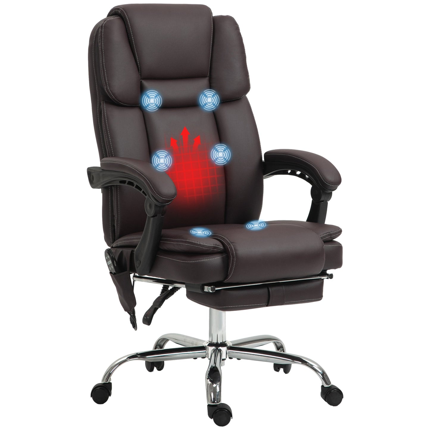 Vinsetto Massage Office Chair, PU Leather High Back Recliner