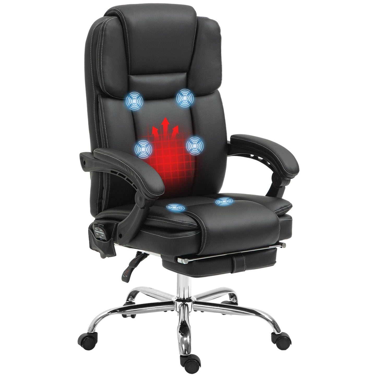Vinsetto Massage Office Chair, PU Leather High Back Recliner