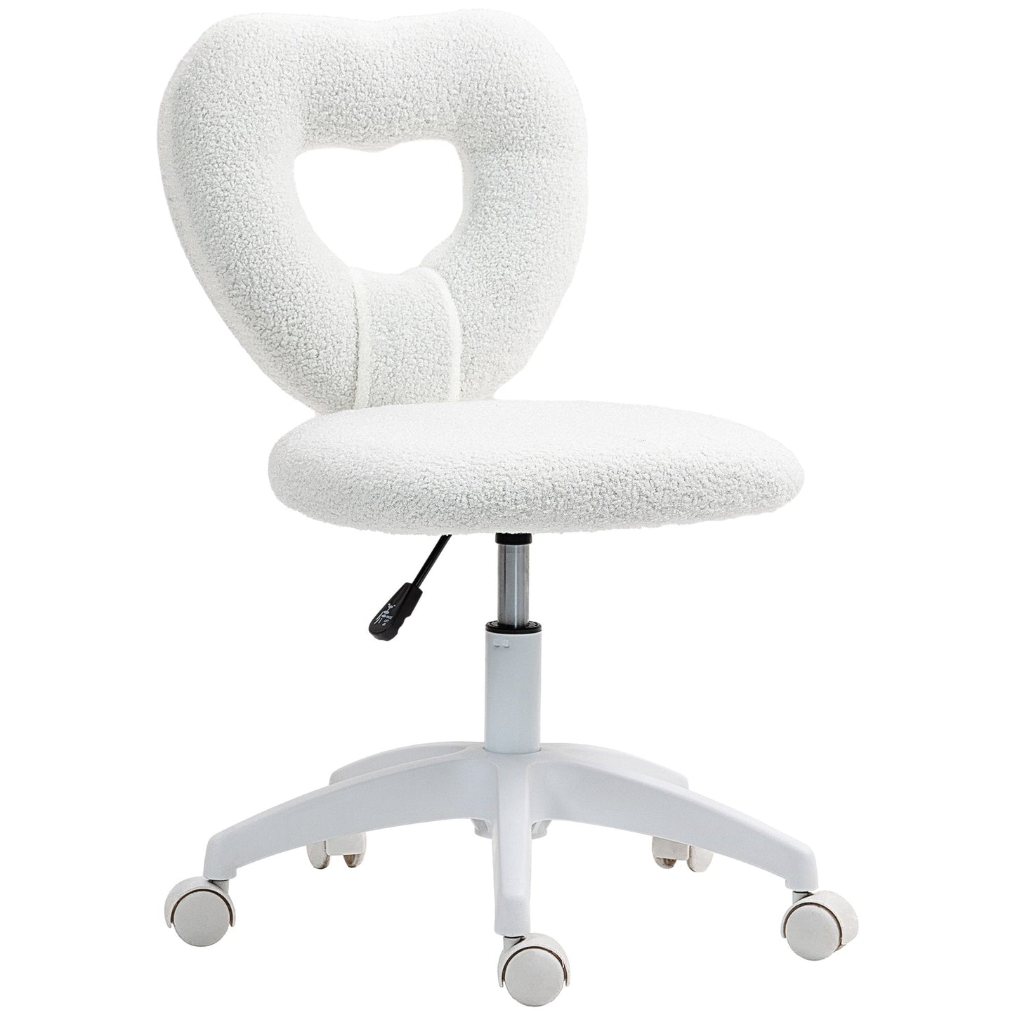 HOMCOM Armless Heart Desk Chair, Makeup Vanity Chair for Home