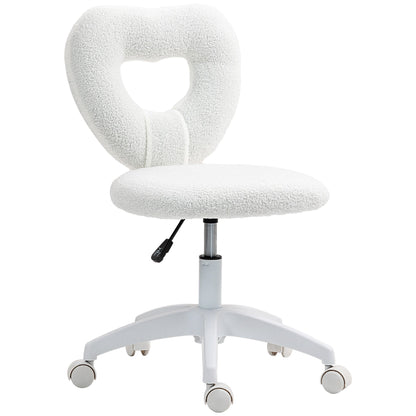 HOMCOM Armless Heart Desk Chair, Makeup Vanity Chair for Home