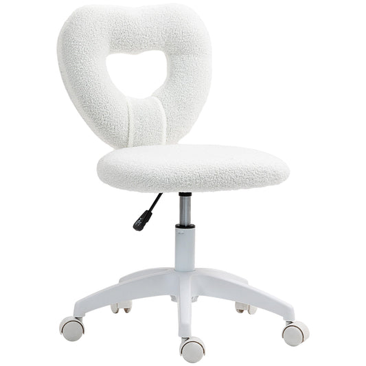 HOMCOM Armless Heart Desk Chair, Makeup Vanity Chair for Home