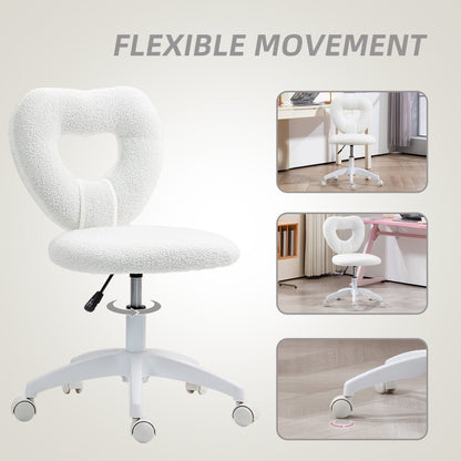 HOMCOM Armless Heart Desk Chair, Makeup Vanity Chair for Home