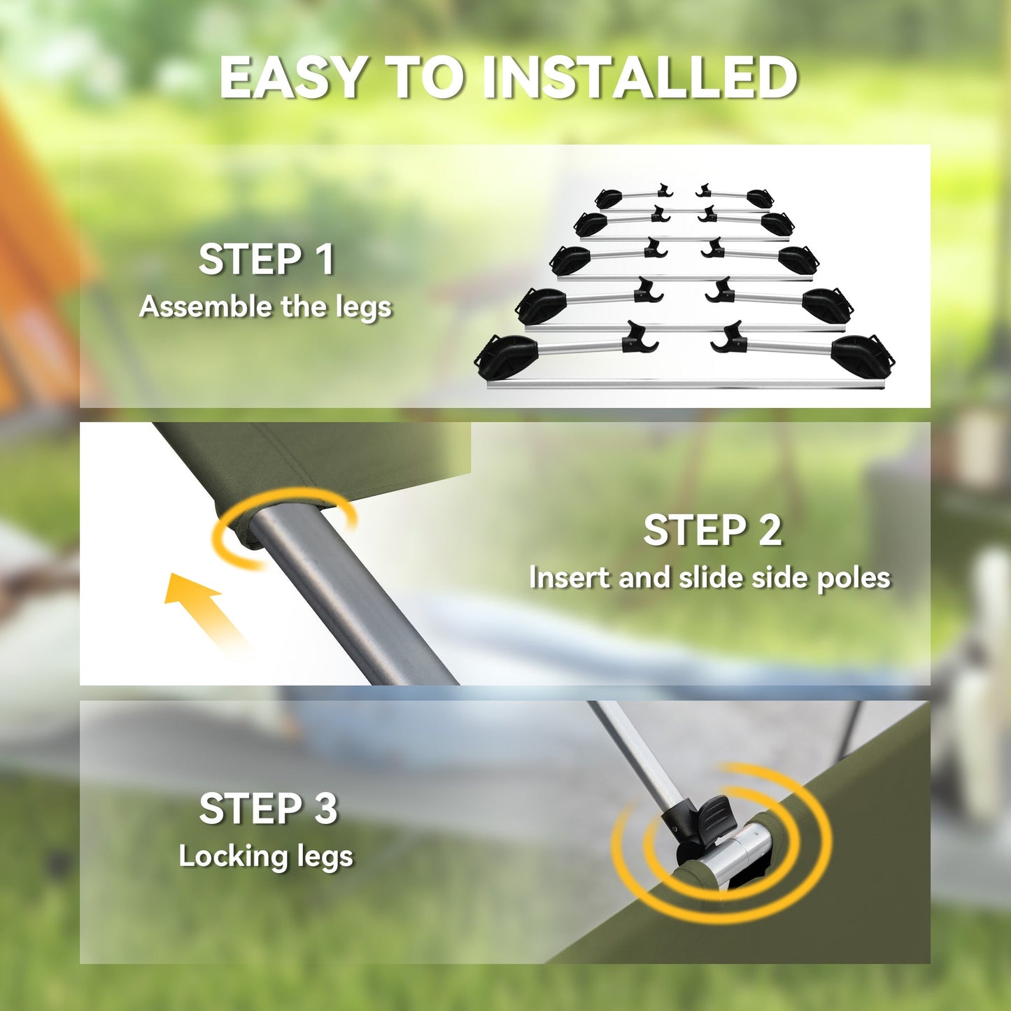 Outsunny Lightweight Camping Cot Portable Compact Sleeping Bed w/ Carry Bag