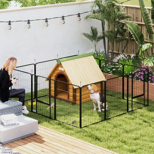 PawHut Dog Pen, 12 Panels Puppy Pen for Small Dogs, 60cm High