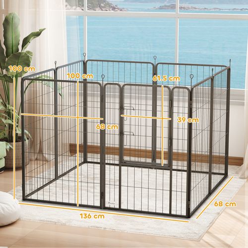 PawHut Dog Pen, 12 Panels Puppy Pen for Small Dogs, 60cm High