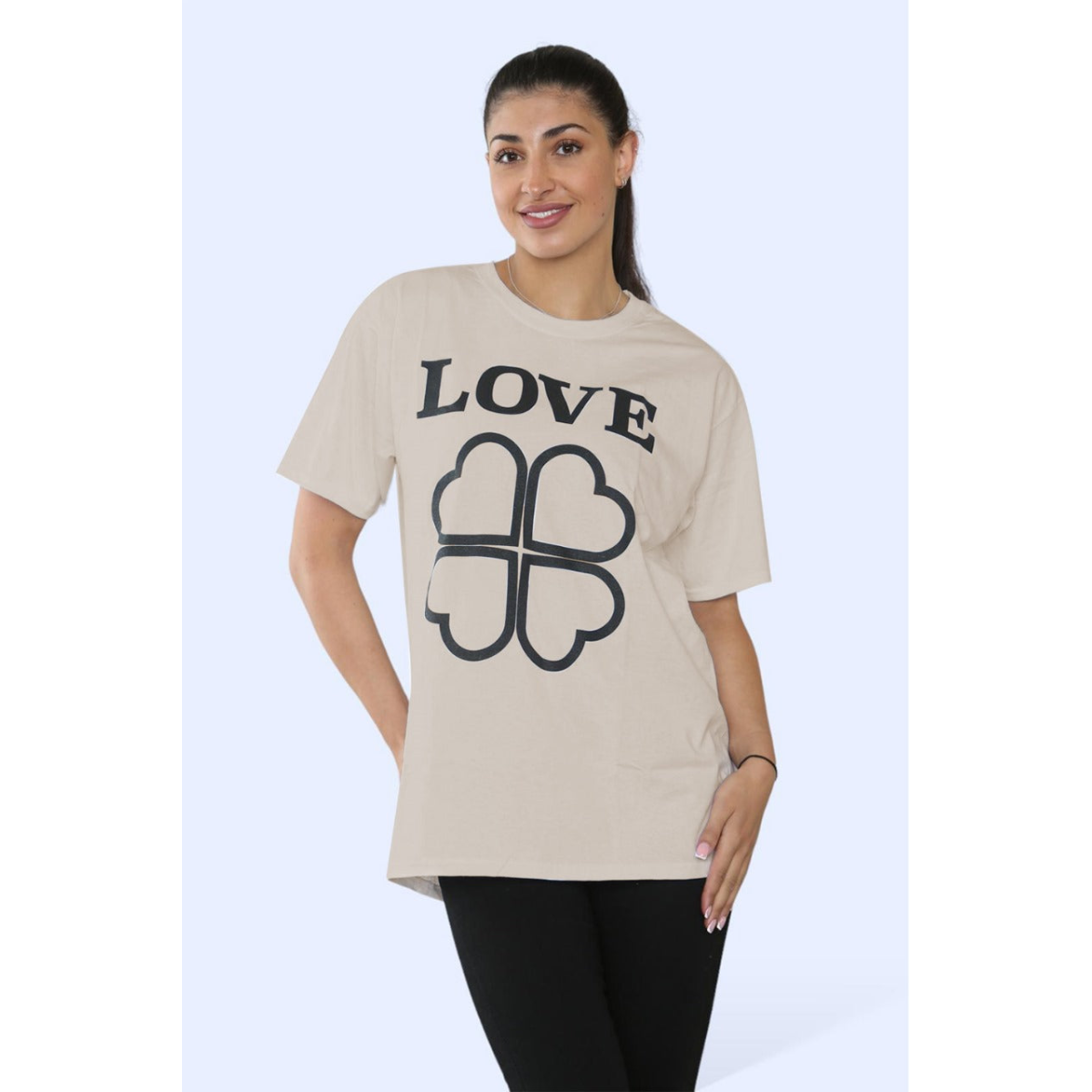 Ladies Love Printed Short Sleeve T-Shirt Top