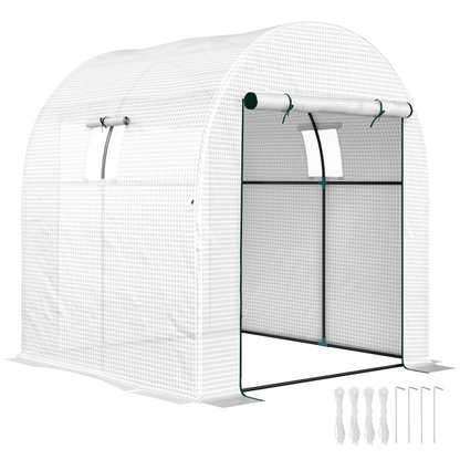 Outsunny 1.8 x 1.8 x 2m Polytunnel Greenhouse with Doors and Mesh Windows