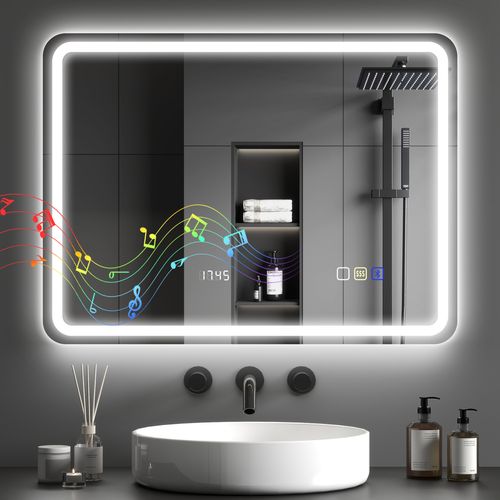HOMCOM 500 x 700 mm Illuminated Bathroom Mirror with Bluetooth
