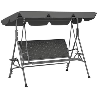 Outsunny 3 Seater Garden Swing Seat Bench w/ Adjustable Canopy