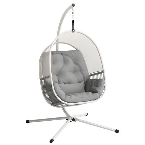 Outsunny Hanging Egg Chair with Stand, Cushions for Garden