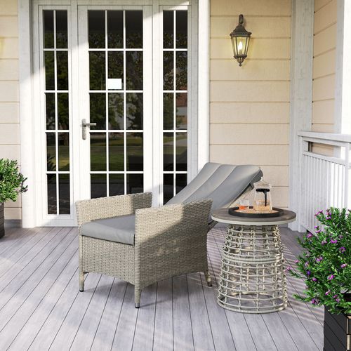 Outsunny Rattan Garden Recliner Chair with Adjustable Backrest