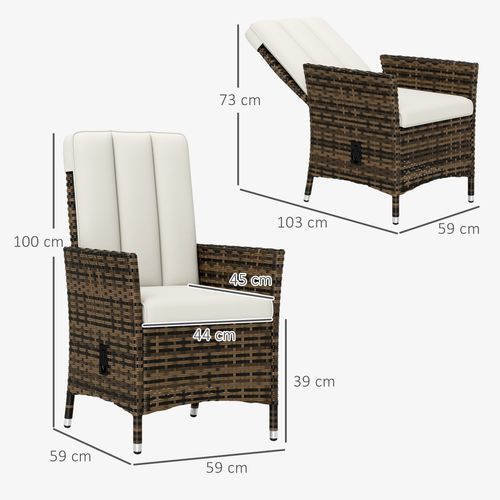 Outsunny Rattan Garden Recliner Chair with Adjustable Backrest