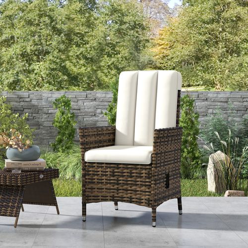 Outsunny Rattan Garden Recliner Chair with Adjustable Backrest
