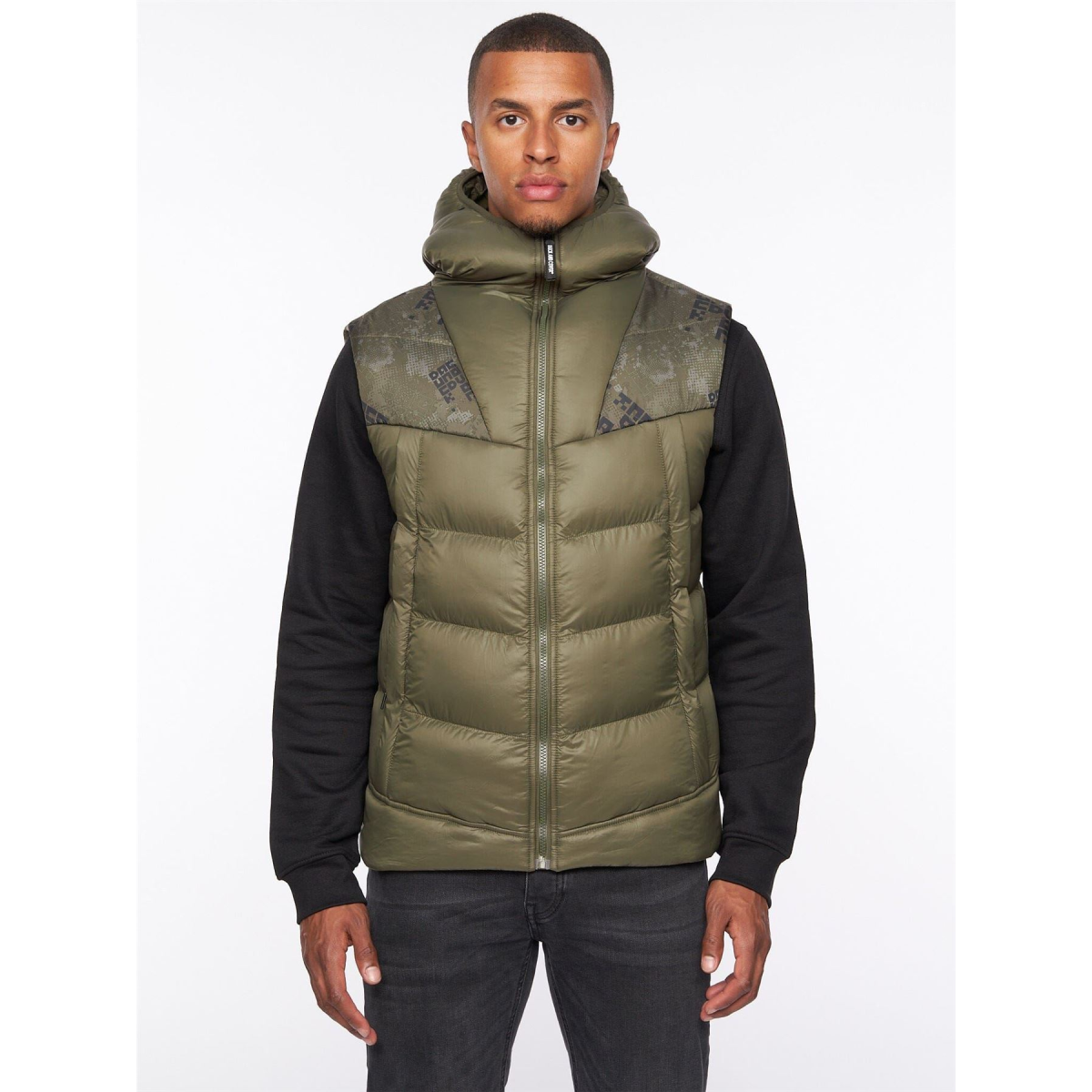 Rierson Hooded Gilet Dark Olive