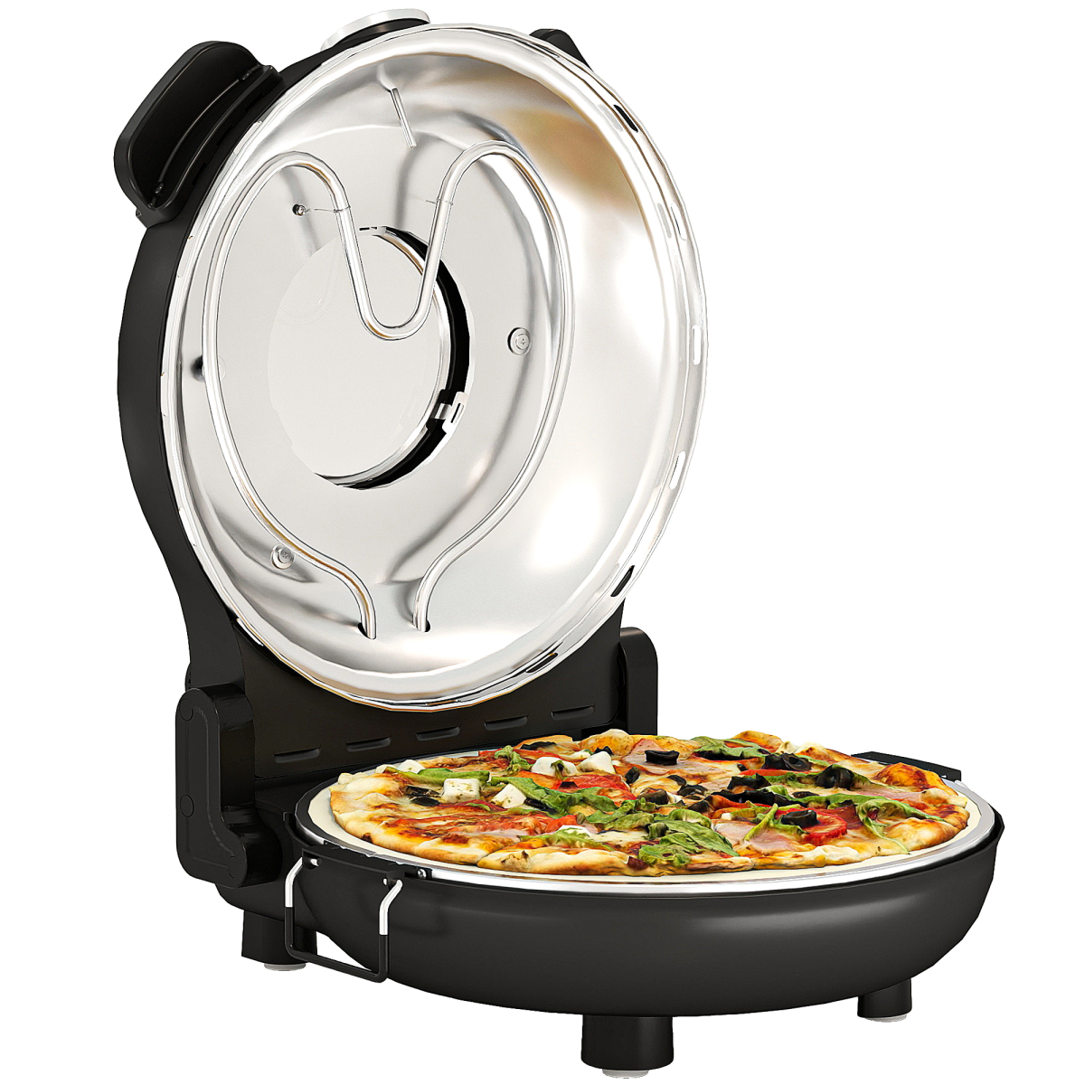 HOMCOM 1200W Pizza Oven, Pizza Maker, 5-Min Crisp, Dual Knob Control