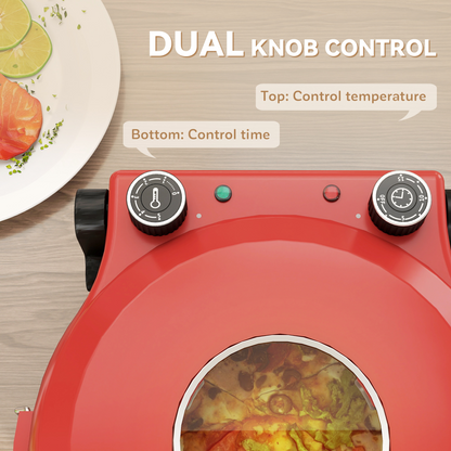 HOMCOM 1200W Pizza Oven, Pizza Maker, 5-Min Crisp, Dual Knob Control