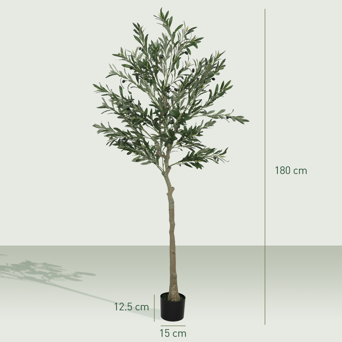 HOMCOM 2 Pack Indoor Artificial Plants, Faux Potted Silk Olive Trees, 120cm