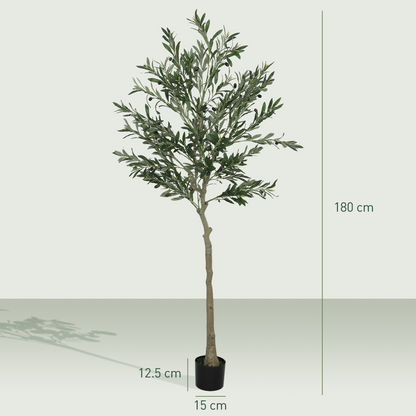 HOMCOM 2 Pack Indoor Artificial Plants, Faux Potted Silk Olive Trees, 120cm