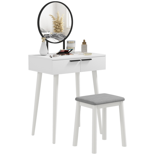 HOMCOM Dressing Table Vanity Set Make Up Desk with Mirror & Stool
