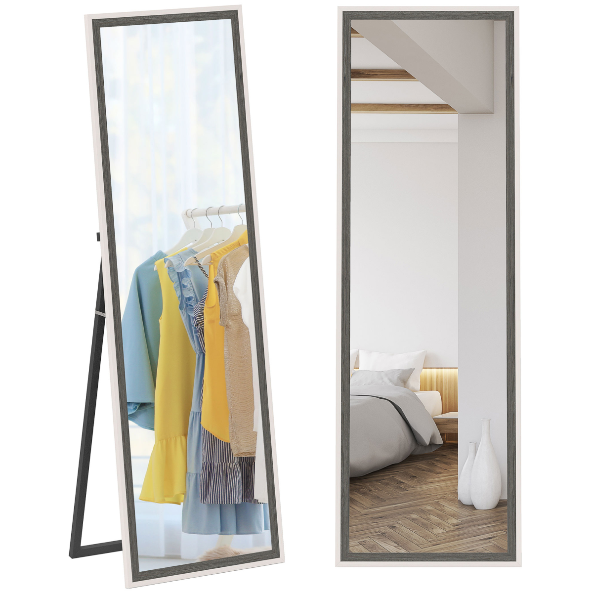 HOMCOM Full Length Mirror, Standing Leaning Wall, 163 x 53 cm