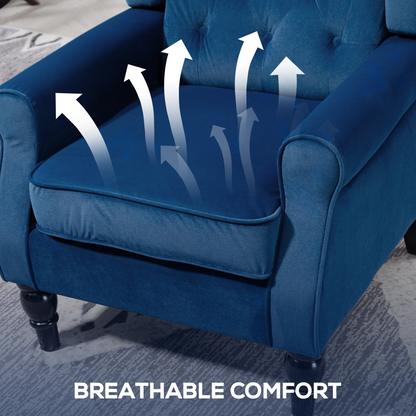 HOMCOM Accent Chair Wingback Armchair Retro Tufted Club Wood Fabric, Black