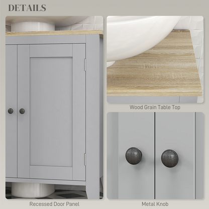 kleankin Bathroom Pedestal Under Sink Cabinet with Adjustable Shelf