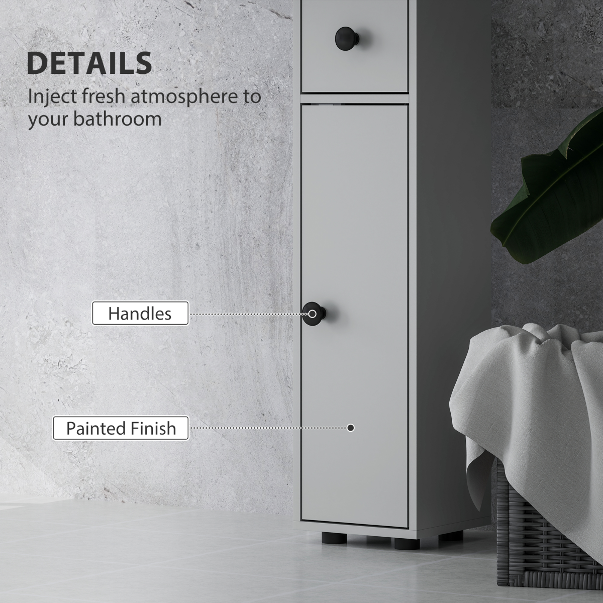 kleankin Slim Bathroom Cabinet, Toilet Roll Storage w/ Open Shelves