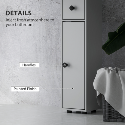 kleankin Slim Bathroom Cabinet, Toilet Roll Storage w/ Open Shelves