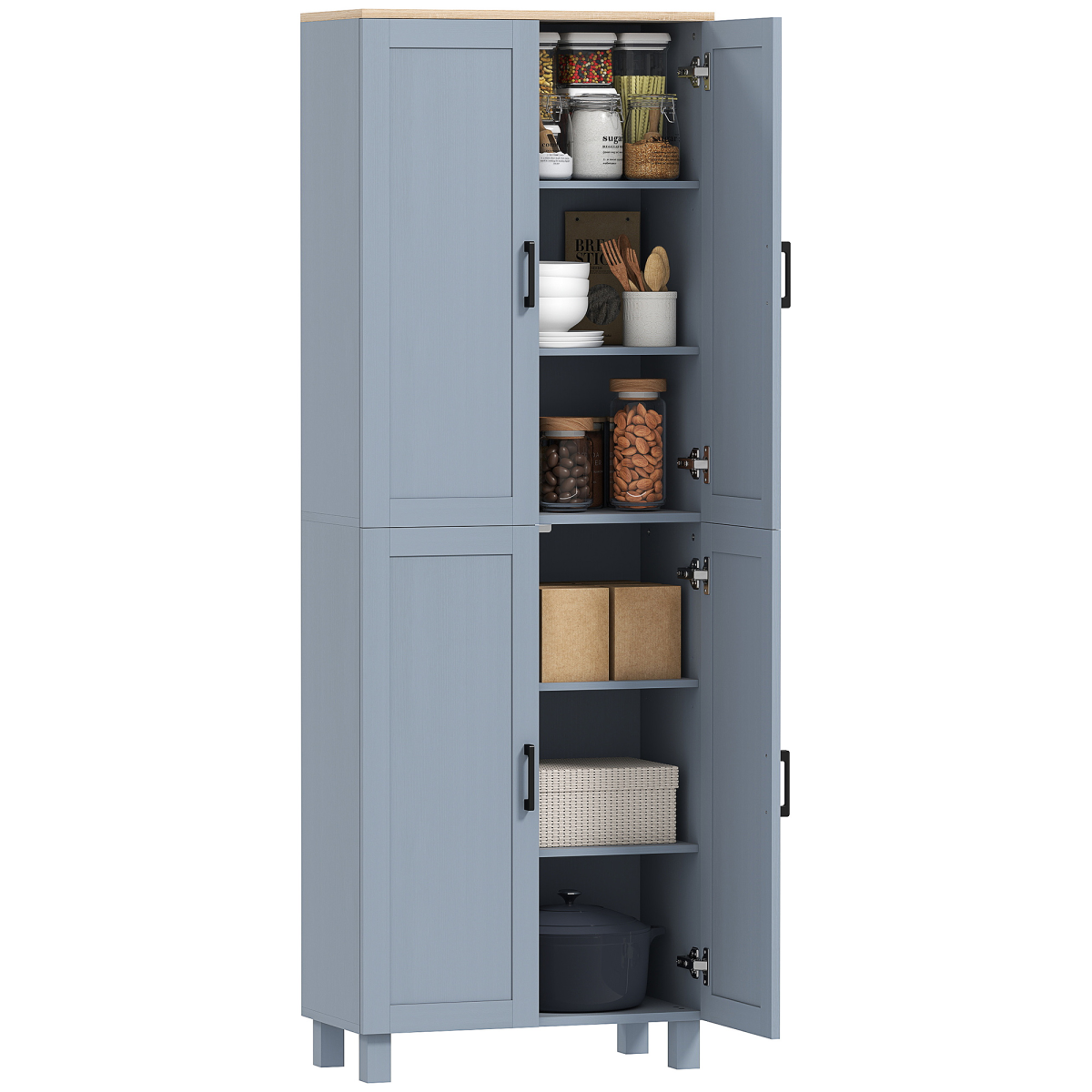 HOMCOM Modern Kitchen Cupboard Storage Cabinet with 4 Shelves