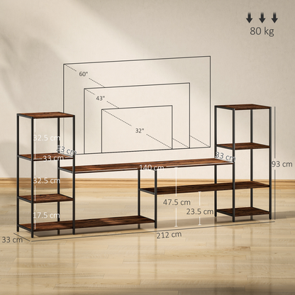 HOMCOM TV Unit for TVs up to 60 Inches, Industrial TV Stand with Shelves