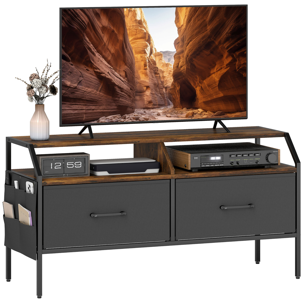 HOMCOM TV Stand Cabinet with 2 Foldable Drawers