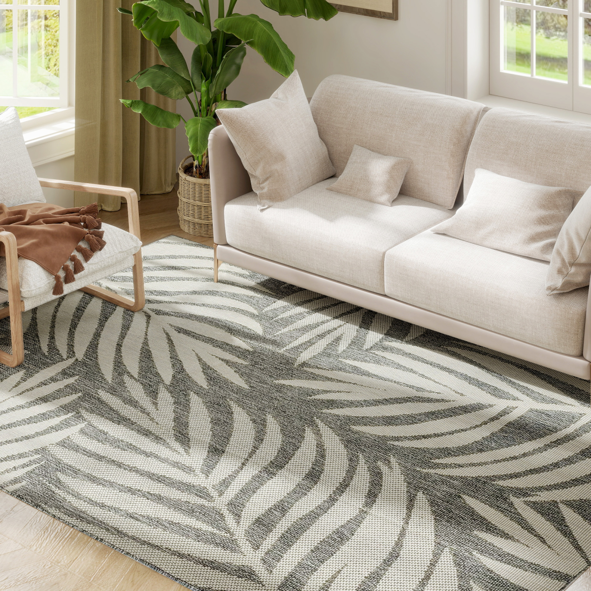 HOMCOM Easy-Cleaning Machine Washable Rug for Patio, Garden