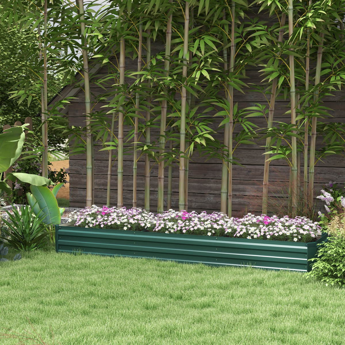 Outsunny Galvanised Raised Bed for Garden, Outdoor Elevated Planter Box