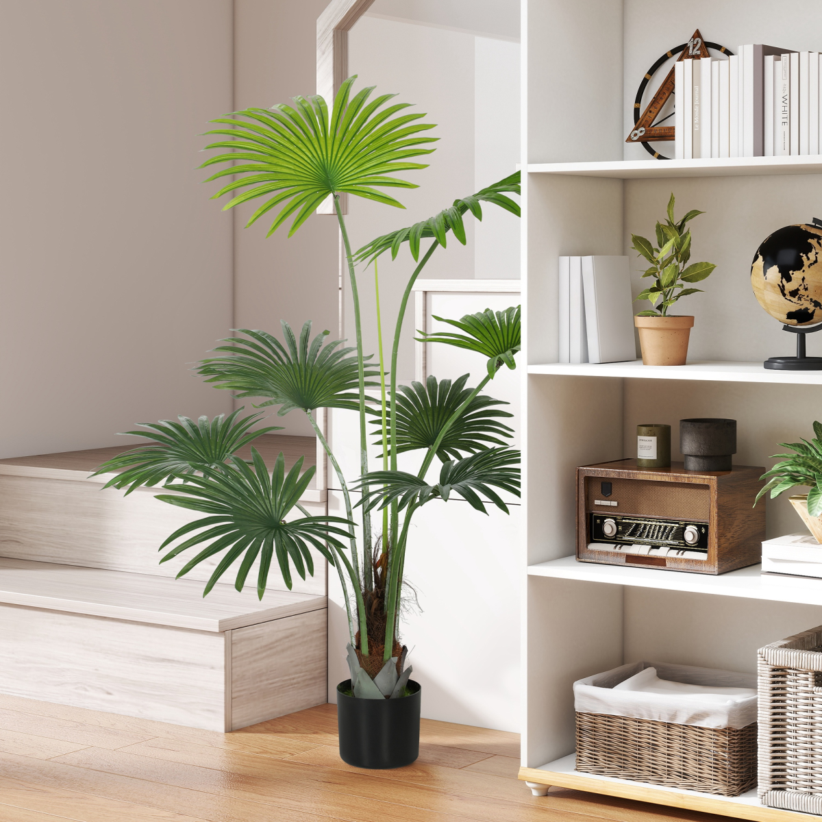 HOMCOM Artificial Plant with PEVA Leaves and Coconut Coir for Home Office