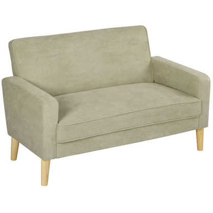 HOMCOM 2 Seater Sofa, Velvet-Feel Upholstered Loveseat for Small Space, Beige