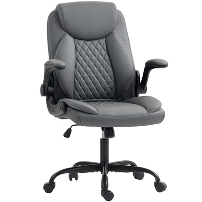 HOMCOM PU Leather Office Desk Chair with Thick Cushion