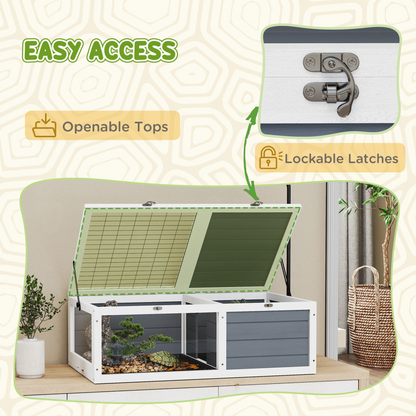 PawHut Tortoise House, Wooden Tortoise Table w/ Lamp Holder