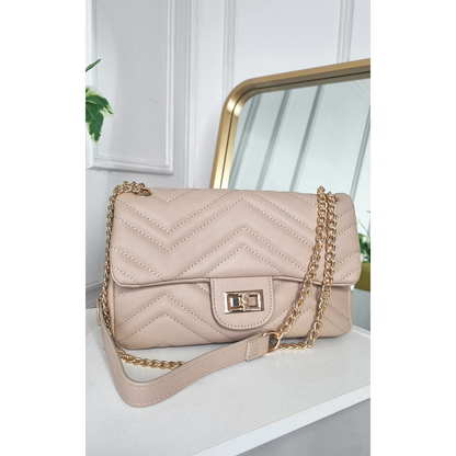 Faux Leather Chain Strap Shoulder Bag