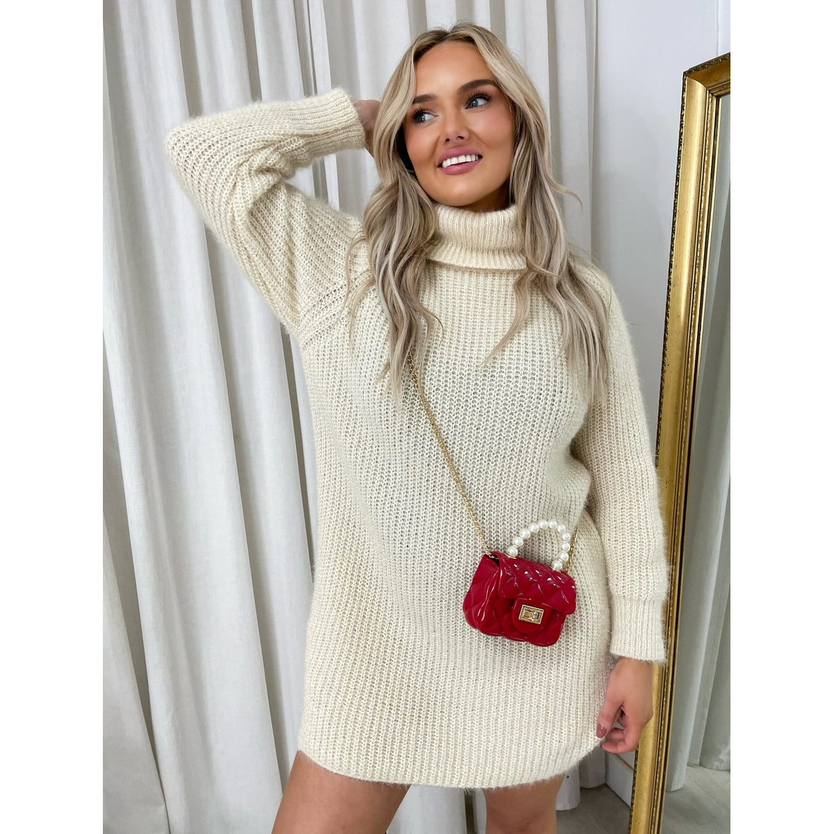 Chunky Roll Neck Knitted Jumper