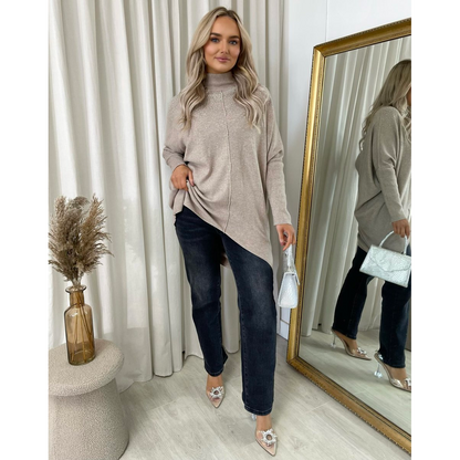 Rhinestone Detail Oversized Knitted Jumper