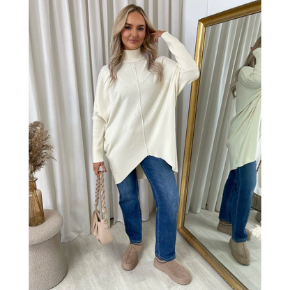 Rhinestone Detail Oversized Knitted Jumper