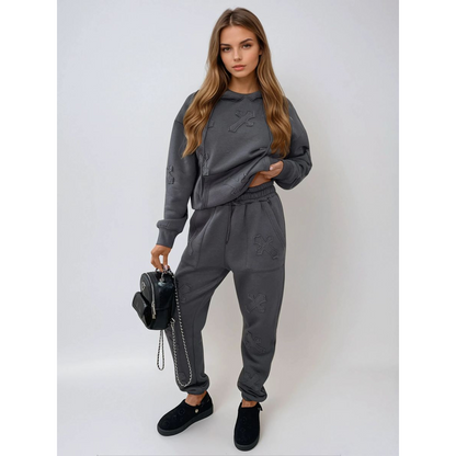 Cross Detail Oversized Hoodie and Jogger Co-ord Set