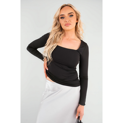 Square Neckline Long Sleeve Top