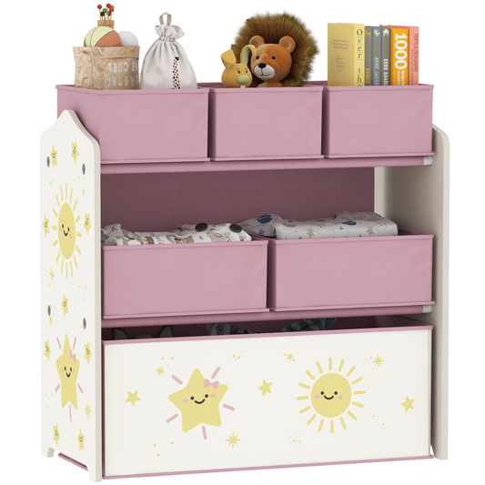 AIYAPLAY Kids Storage Shelf with Removable Fabric Boxes