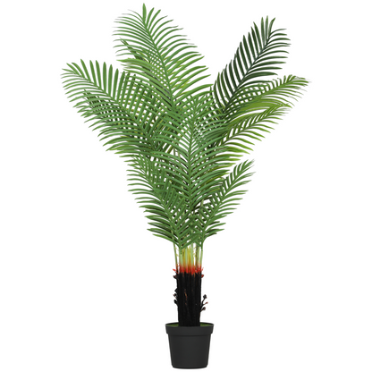 HOMCOM Artificial Areca Palm Tree with PE Leaves and Flocked Soil