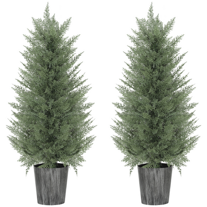 HOMCOM Artificial Cypress Trees with PE Leaves for Indoor Outdoor